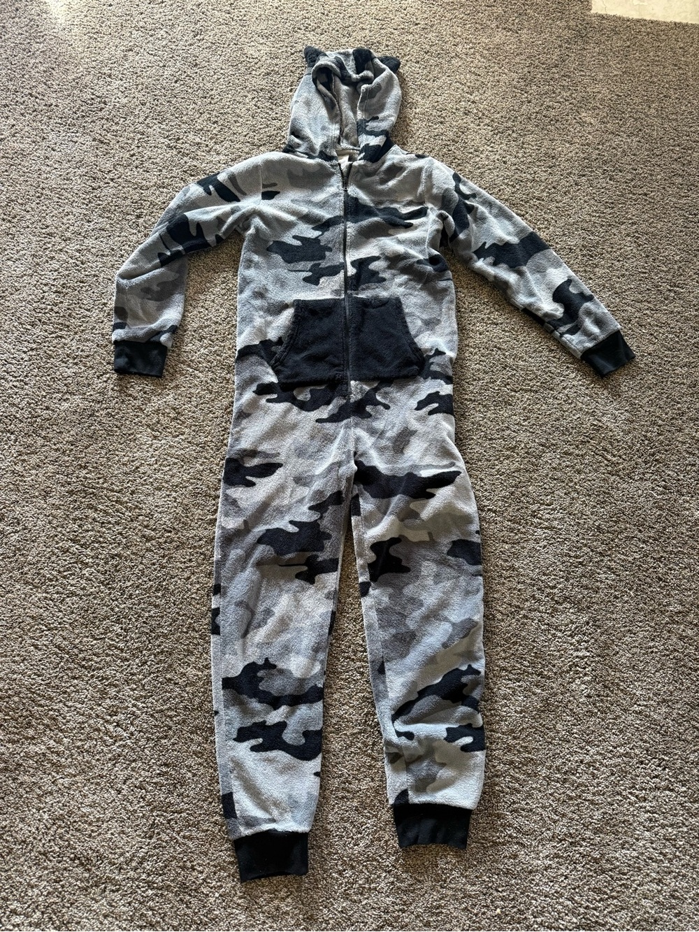 Tucker + Tate Gray and Black Camo Hooded One-Piece